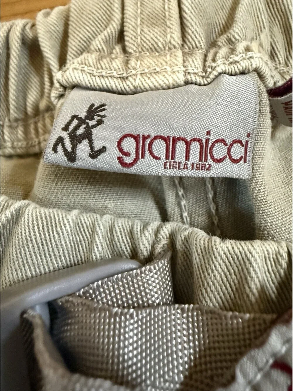 VTG GRAMICCI Men’s Climbing Pants - Tan Wash - Elastic Belted Waist - Size Small